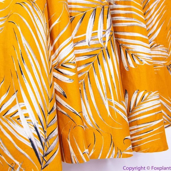 NEW White House Black Market gold Palm-Print Midi Dress with pockets, 8 - Picture 11 of 15